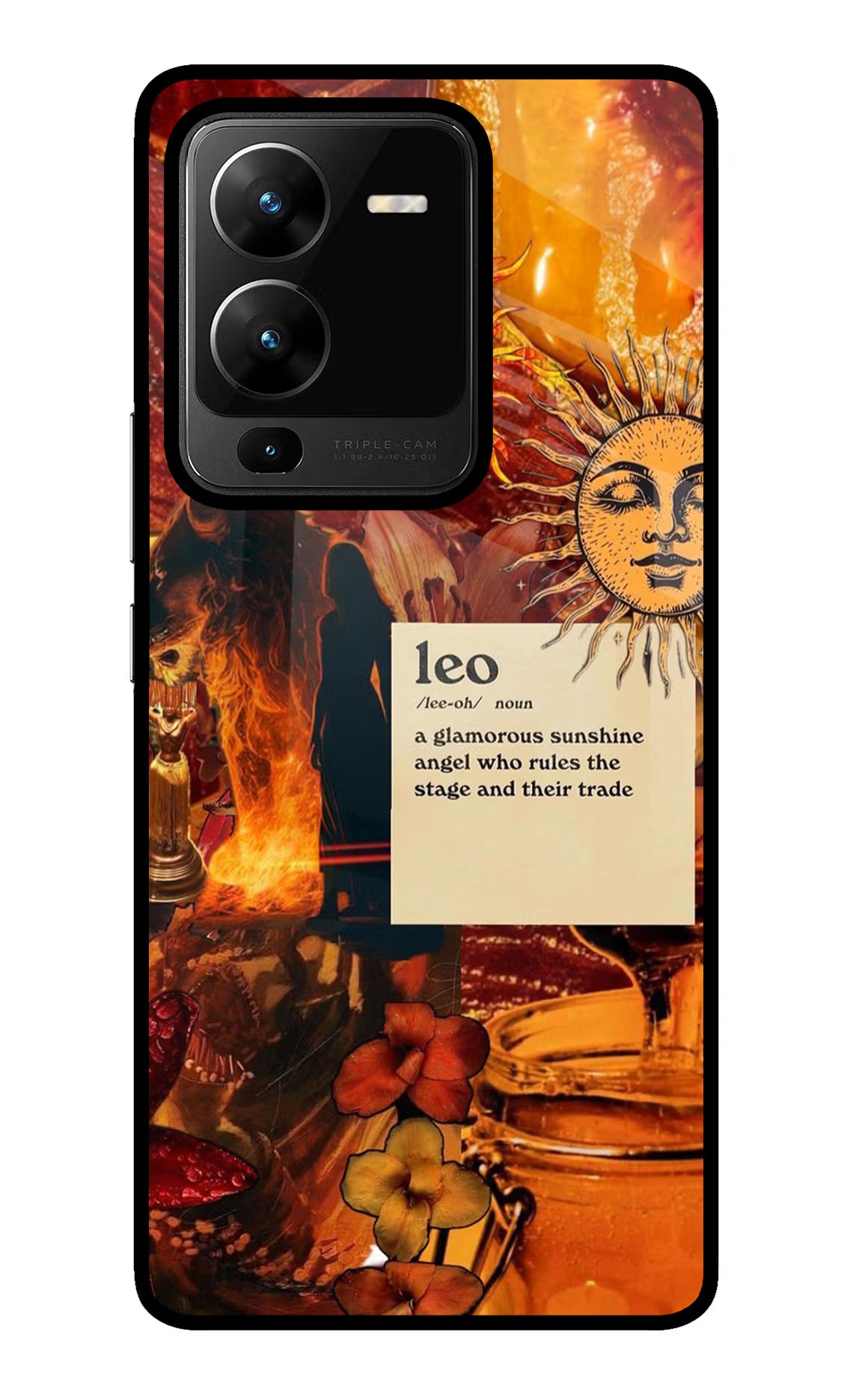 Leo Zodiac Vivo V25 Pro 5G Glass Case Back Cover by Casekaro