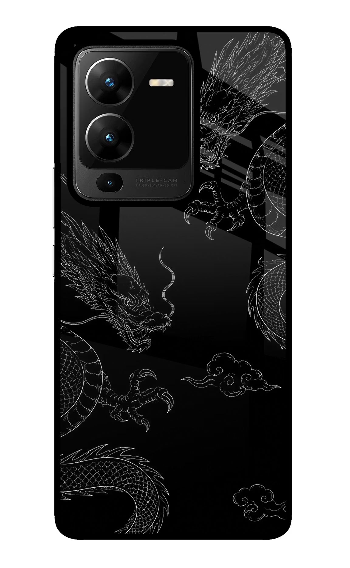 Twin Dragons Vivo V25 Pro 5G Glass Case Back Cover by Casekaro