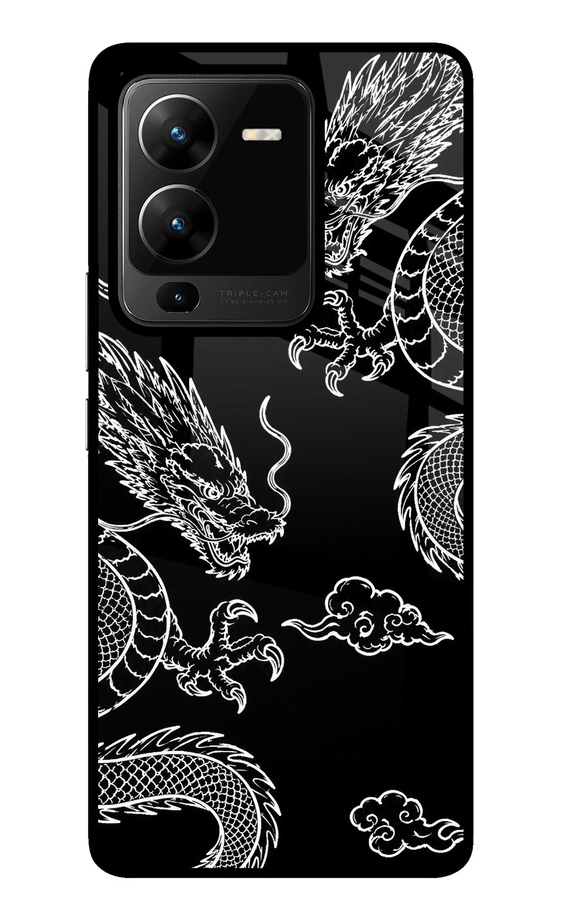 Twin Dragons Vivo V25 Pro 5G Glass Case Back Cover by Casekaro