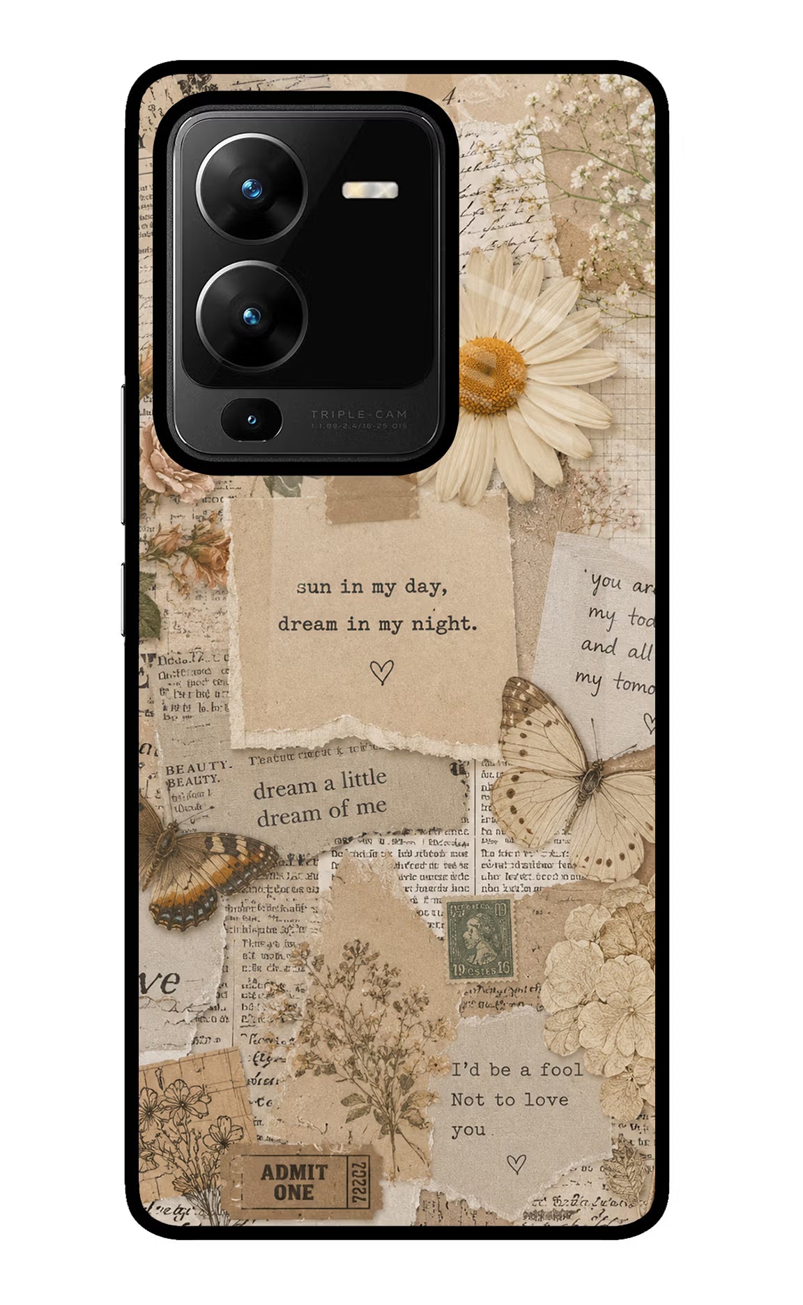 Vintage case Vivo V25 Pro 5G Glass Case Back Cover by Casekaro