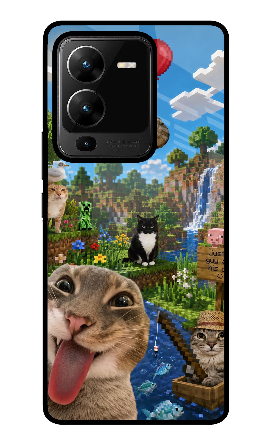 Minecraft Cat Chaos Vivo V25 Pro 5G Glass Case