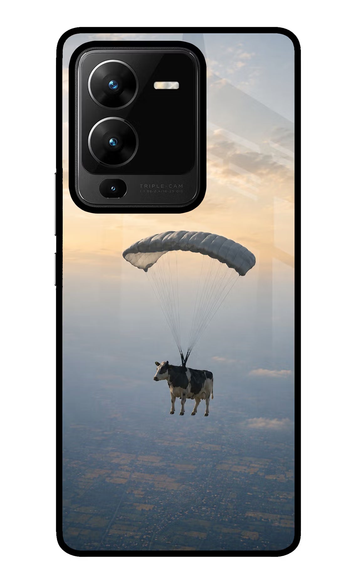 Skydiving Cow Vivo V25 Pro 5G Glass Case