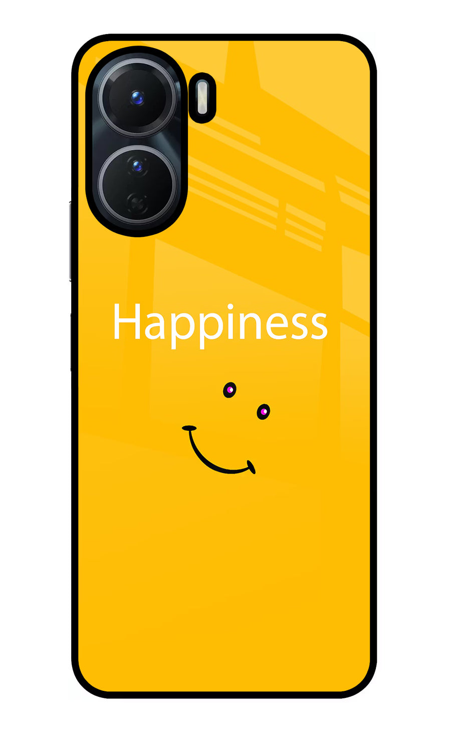 Happiness With Smiley Vivo Y16 Back Cover, Glass case