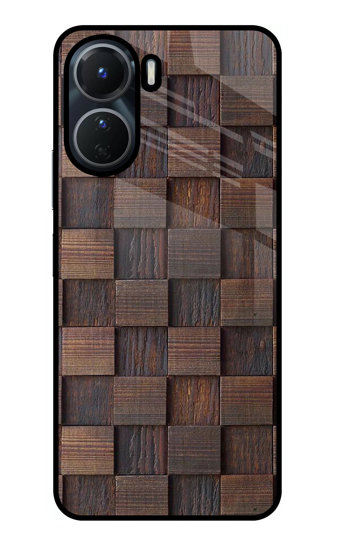 Wooden Cube Design Vivo Y16 Glass Case