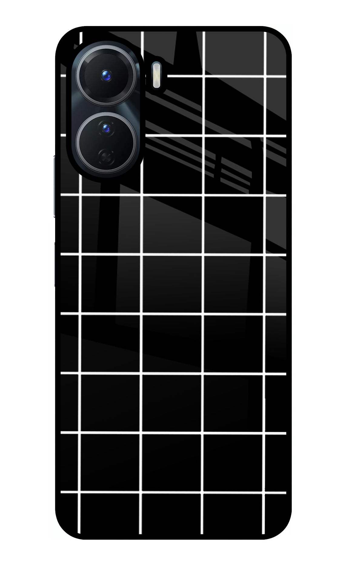 White Grid Vivo Y16 Back Cover