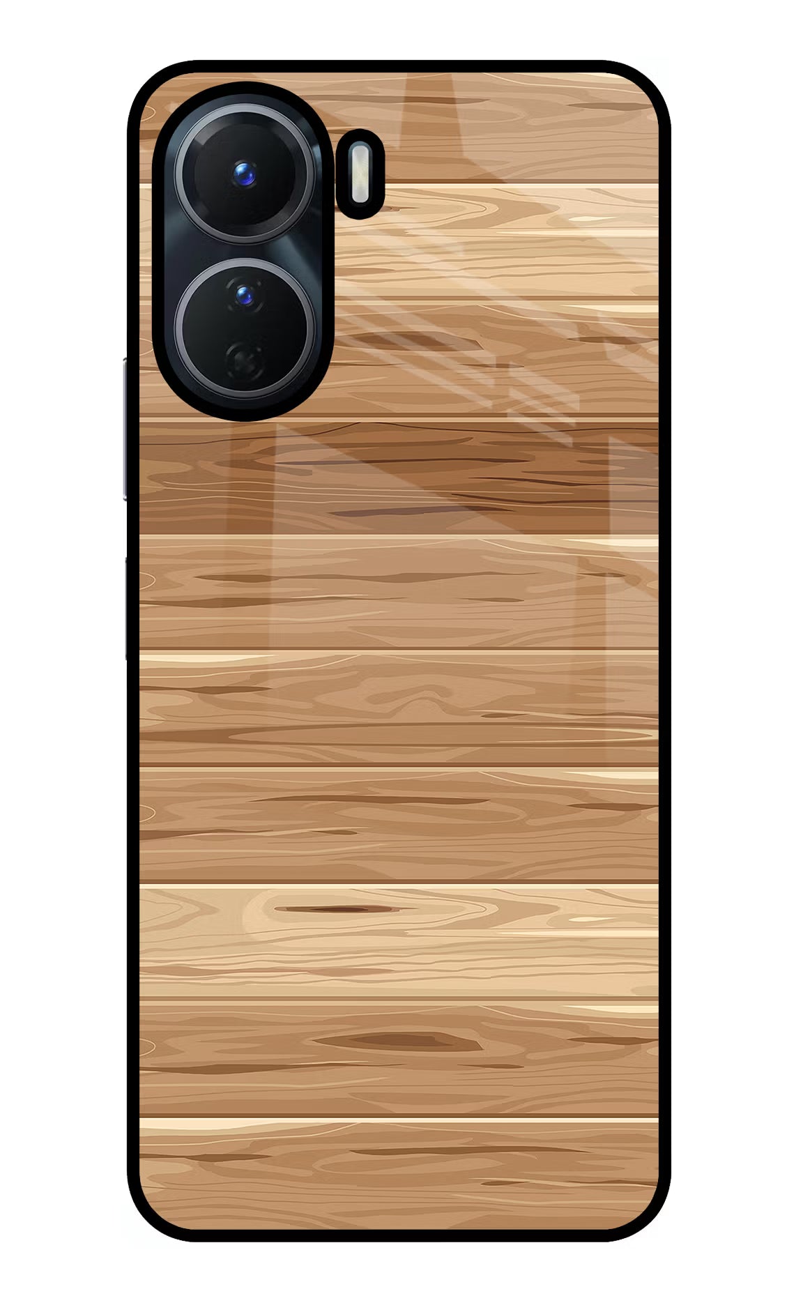 Wooden Vector Vivo Y16 Glass Case Back Cover by Casekaro