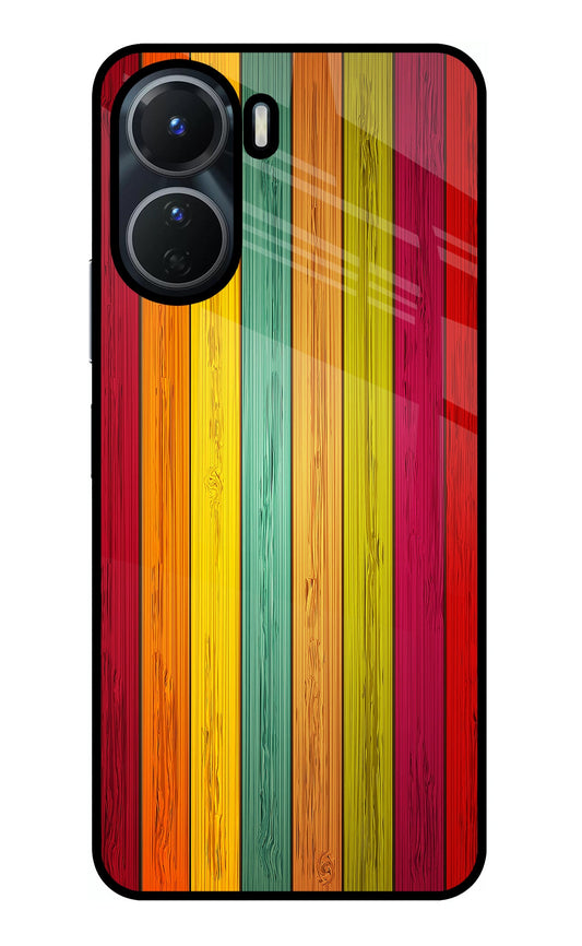 Multicolor Wooden Vivo Y16 Glass Case