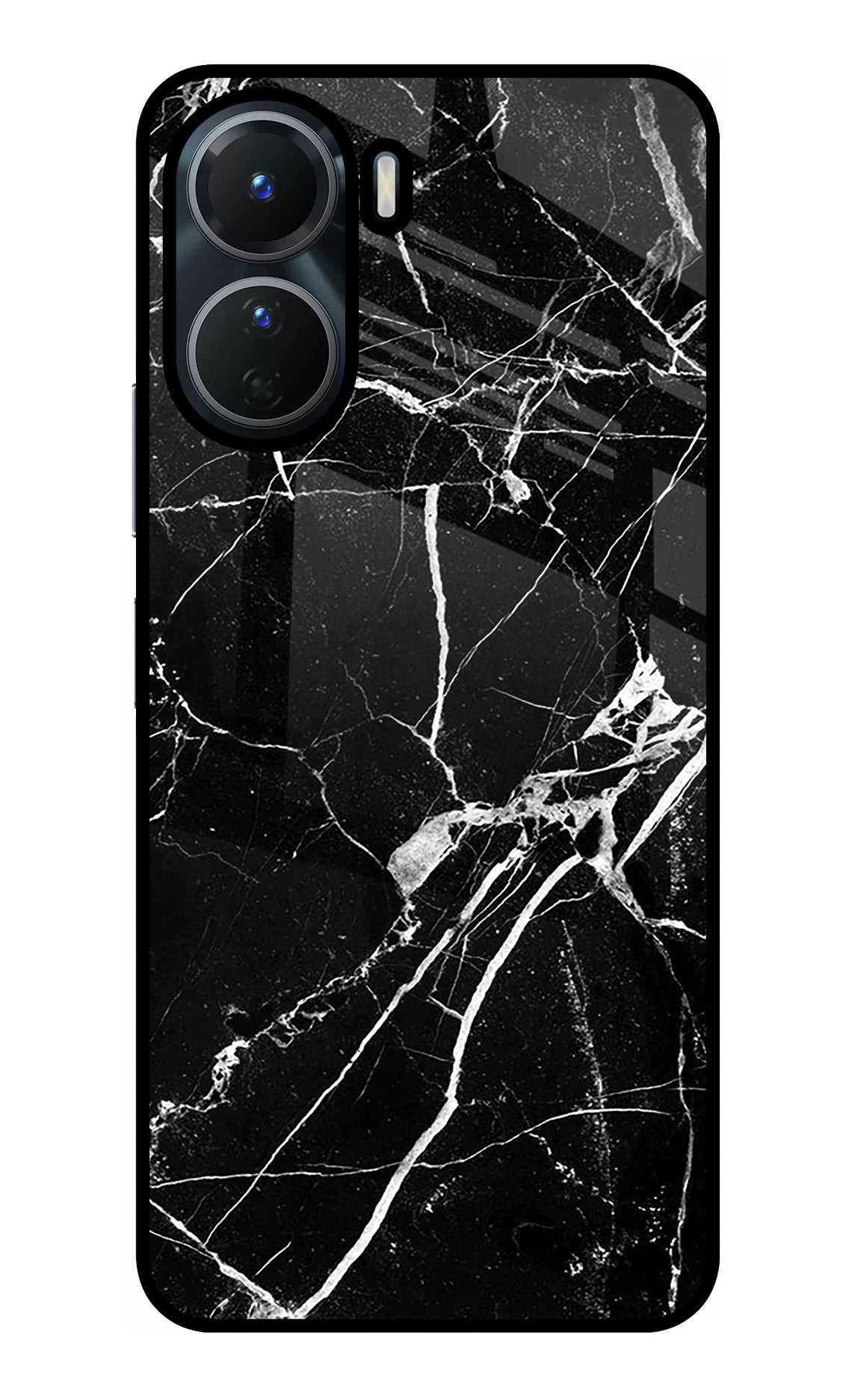 Black Marble Pattern Vivo Y16 Glass Case