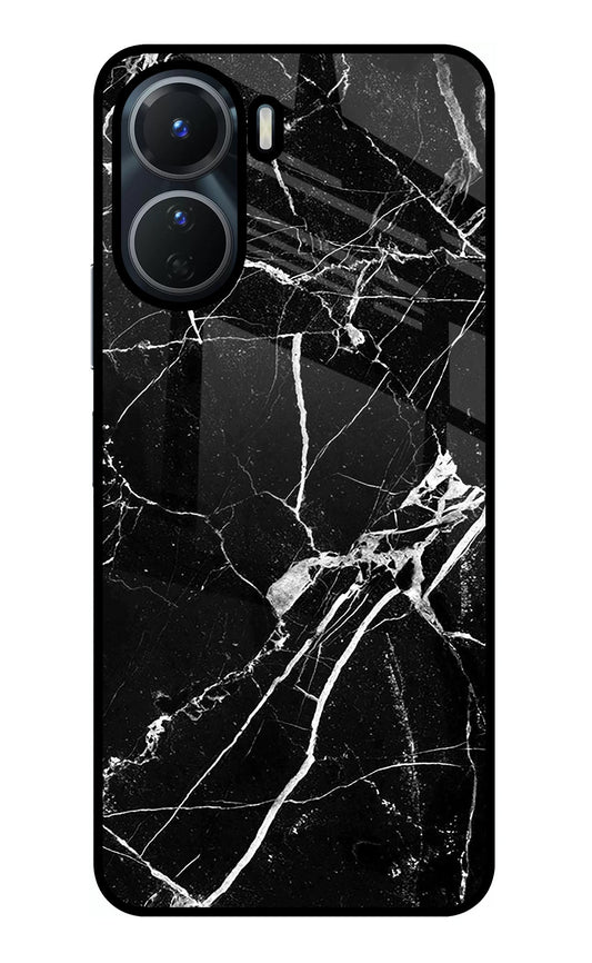 Black Marble Pattern Vivo Y16 Glass Case