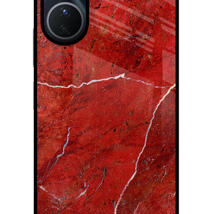 Red Marble Design Vivo Y16 Glass Case Back Cover by Casekaro