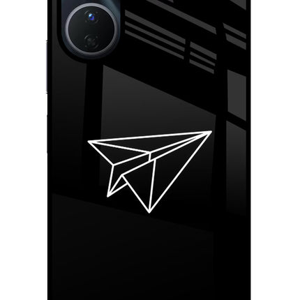 Paper Plane White Vivo Y16 Glass Case Back Cover by Casekaro