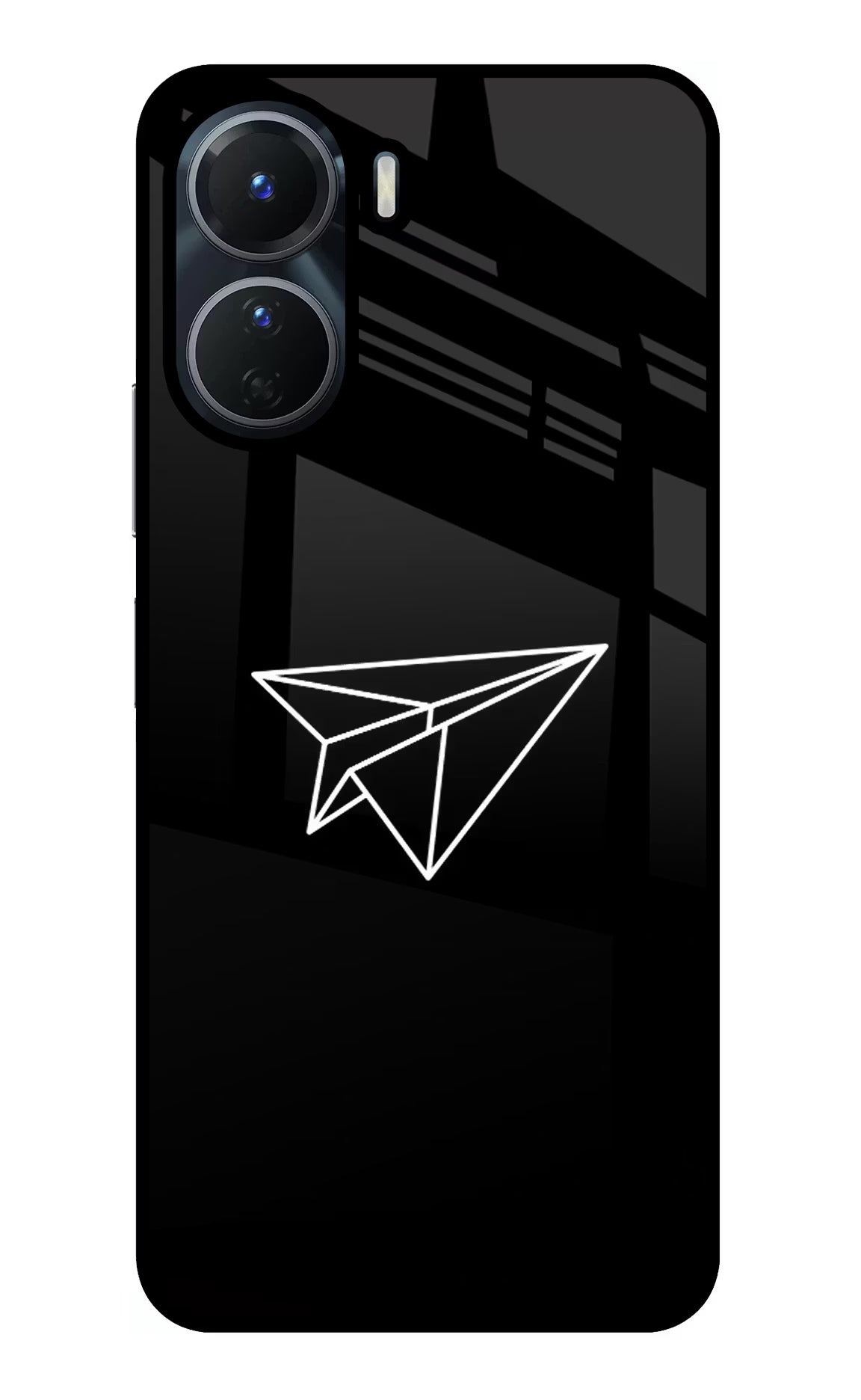 Paper Plane White Vivo Y16 Glass Case Back Cover by Casekaro