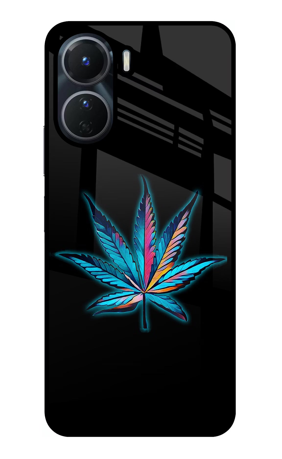 Weed Vivo Y16 Glass Case Back Cover by Casekaro