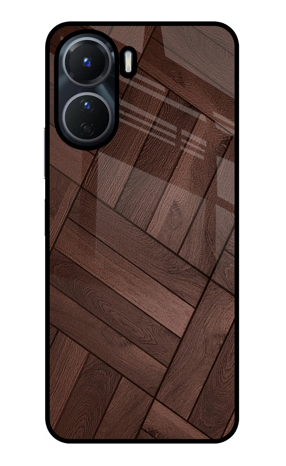 Wooden Texture Design Vivo Y16 Glass Case Back Cover by Casekaro