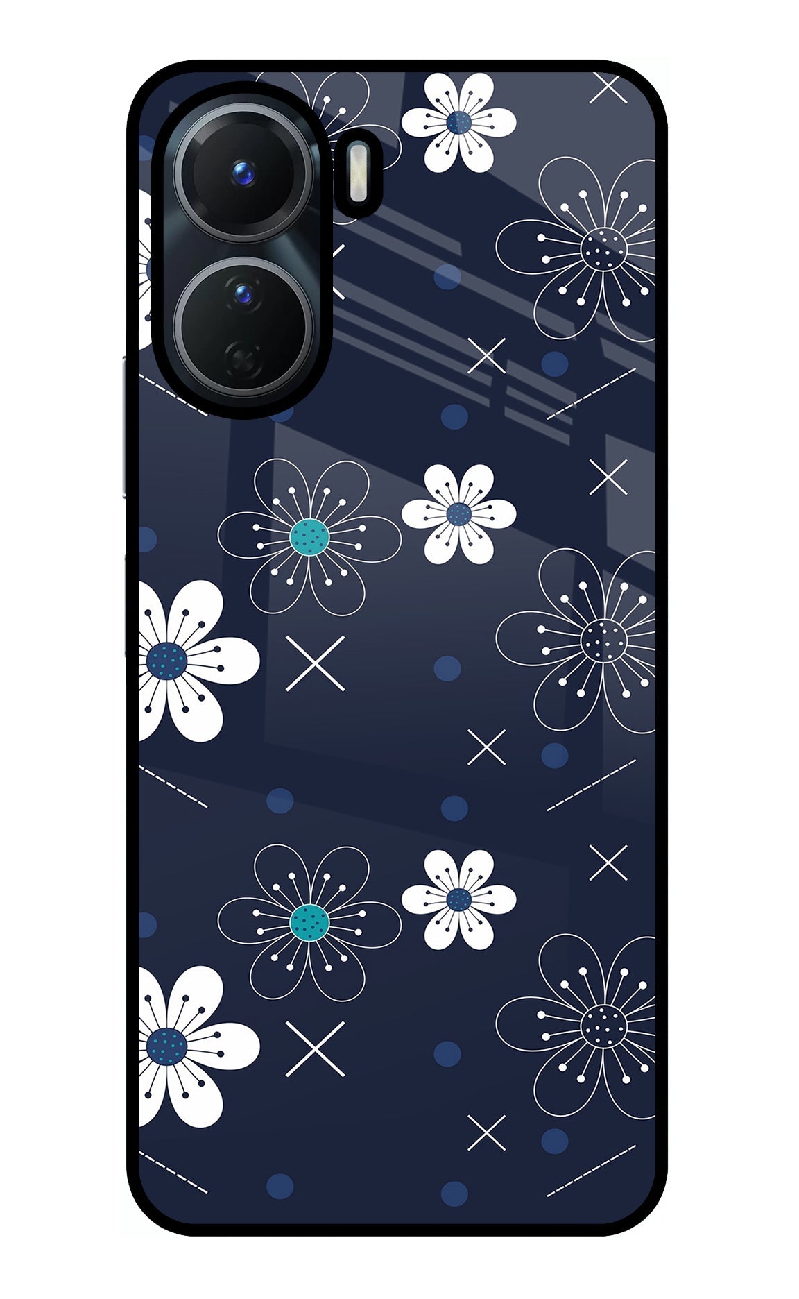 Flowers Vivo Y16 Glass Case