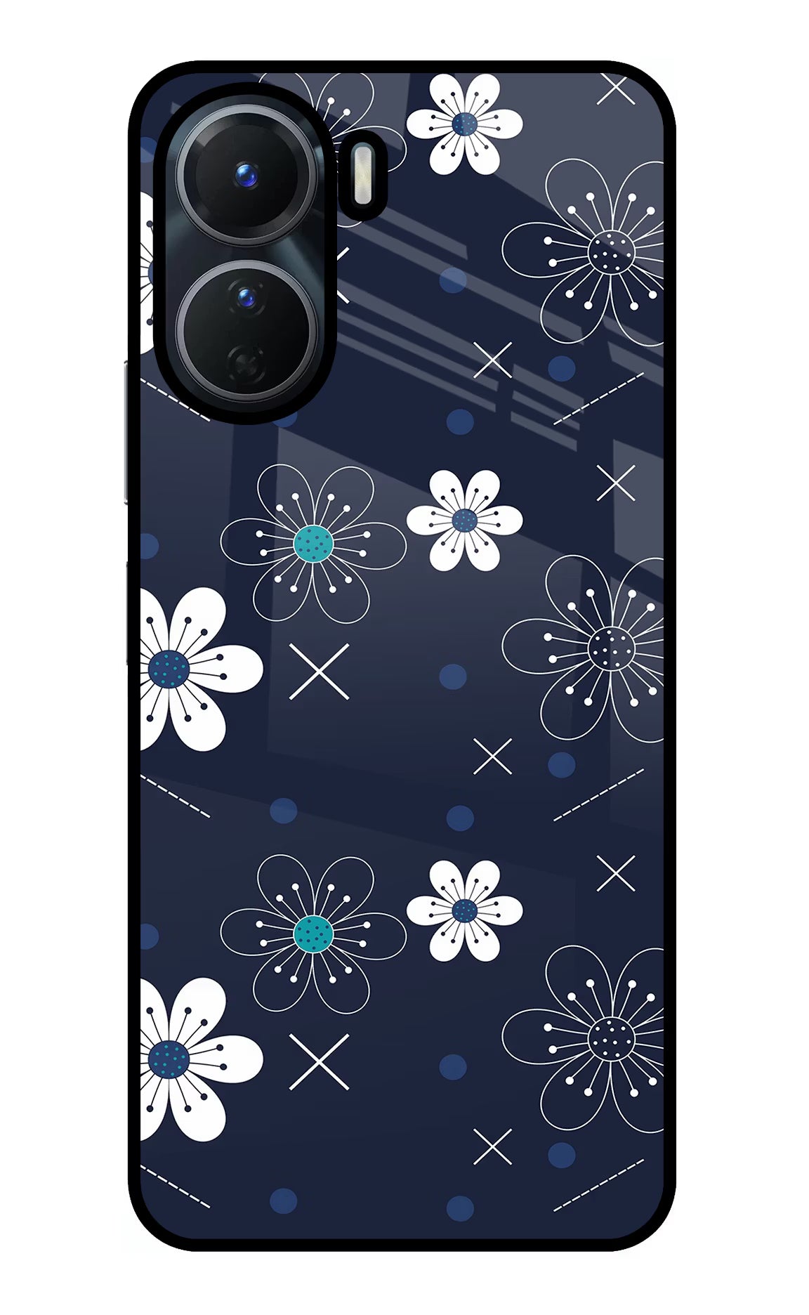 Flowers Vivo Y16 Glass Case Back Cover by Casekaro