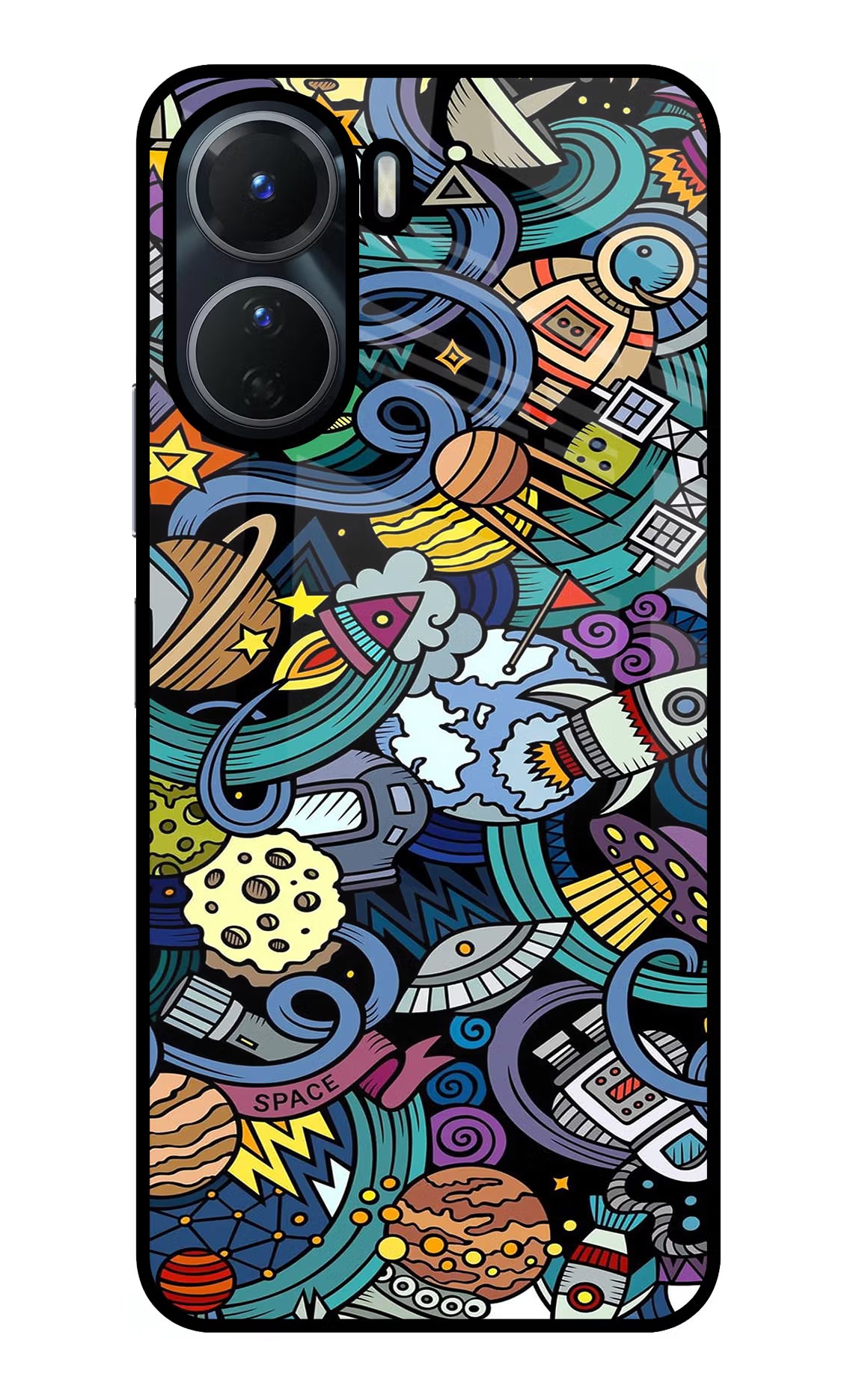 Space Abstract Vivo Y16 Glass Case Back Cover by Casekaro
