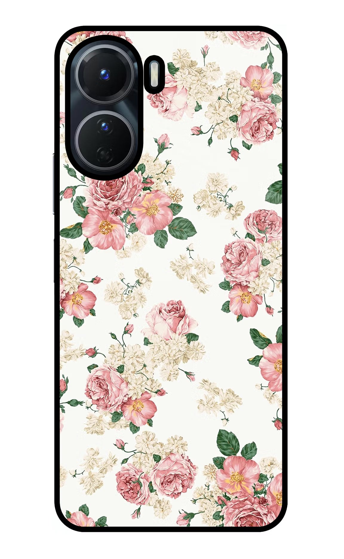 Flowers Vivo Y16 Glass Case Back Cover by Casekaro