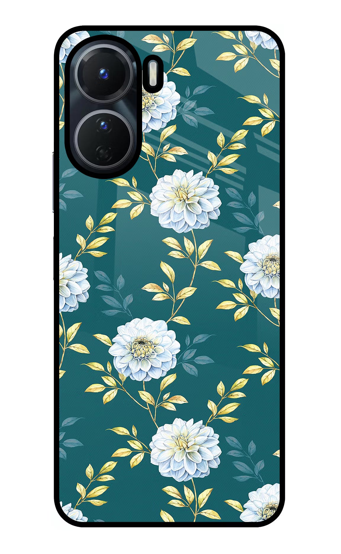 Flowers Vivo Y16 Glass Case Back Cover by Casekaro