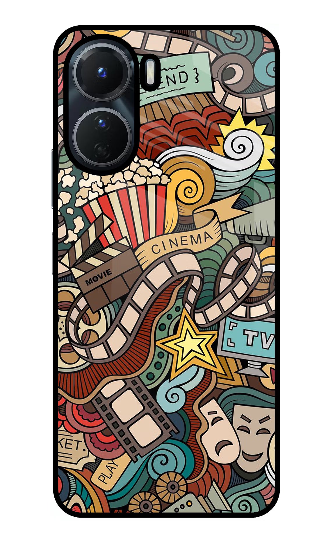 Cinema Abstract Vivo Y16 Glass Case Back Cover by Casekaro