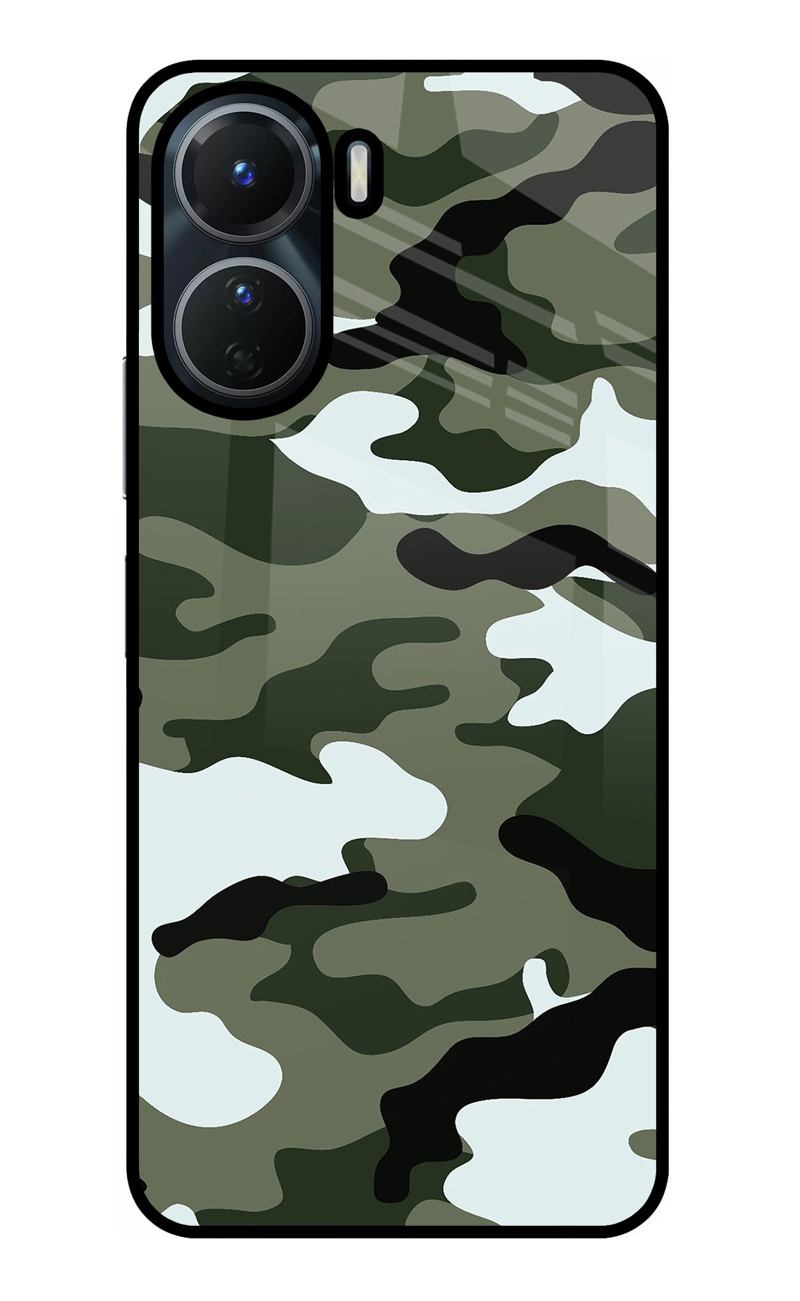 Camouflage Vivo Y16 Glass Case