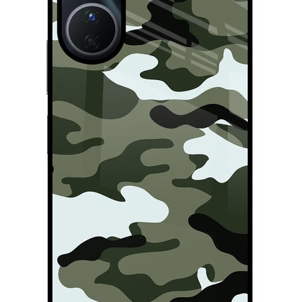 Camouflage Vivo Y16 Glass Case Back Cover by Casekaro
