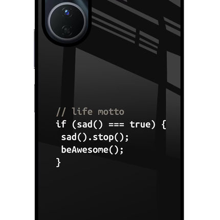 Life Motto Code Vivo Y16 Glass Case Back Cover by Casekaro