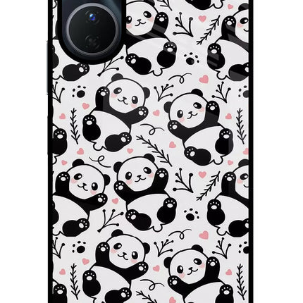 Cute Panda Vivo Y16 Glass Case Back Cover by Casekaro