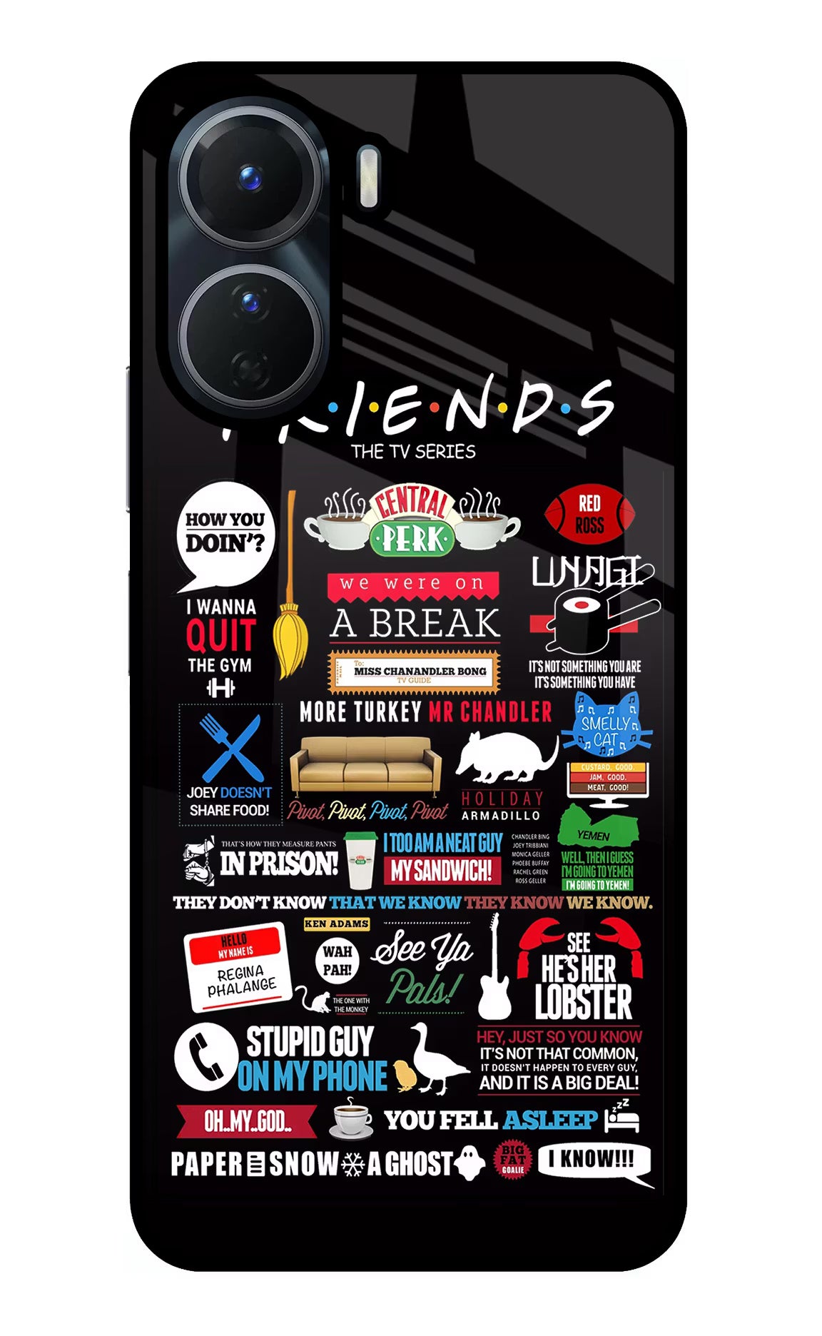 FRIENDS Vivo Y16 Glass Case Back Cover by Casekaro