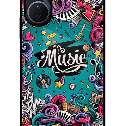 Music Graffiti Vivo Y16 Glass Case Back Cover by Casekaro