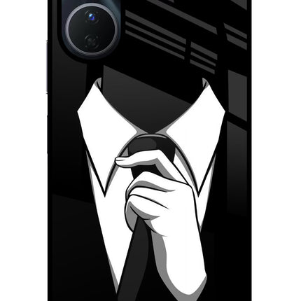 Black Tie Vivo Y16 Glass Case Back Cover by Casekaro