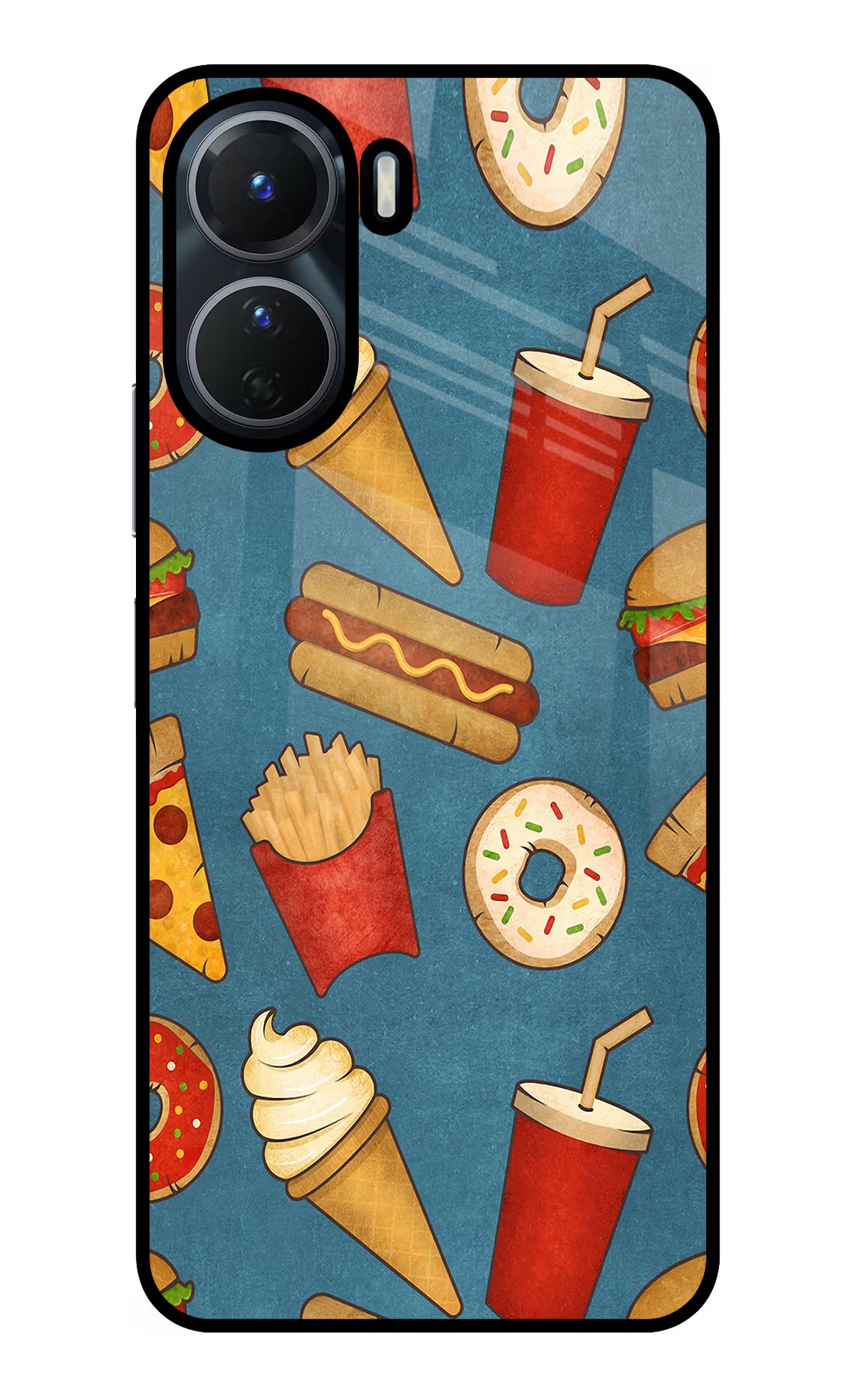 Foodie Vivo Y16 Glass Case Back Cover by Casekaro