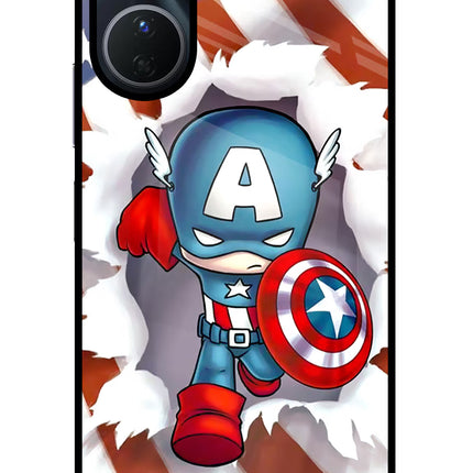 Captain America Vivo Y16 Glass Case Back Cover by Casekaro