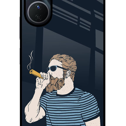 Smoking Vivo Y16 Glass Case Back Cover by Casekaro