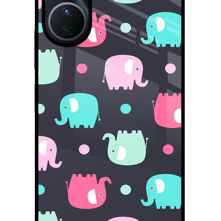 Elephants Vivo Y16 Glass Case Back Cover by Casekaro