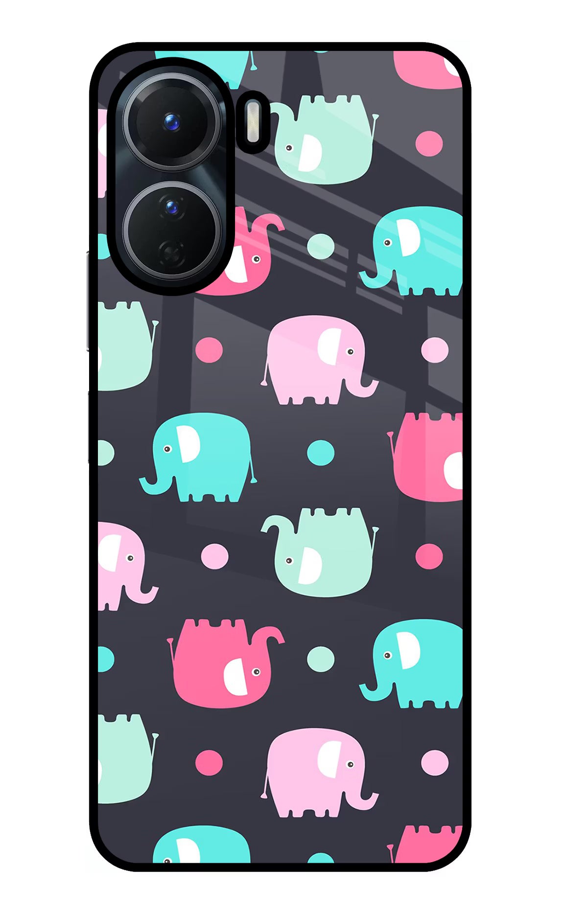 Elephants Vivo Y16 Glass Case Back Cover by Casekaro