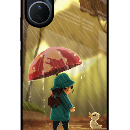 Rainy Day Vivo Y16 Glass Case Back Cover by Casekaro