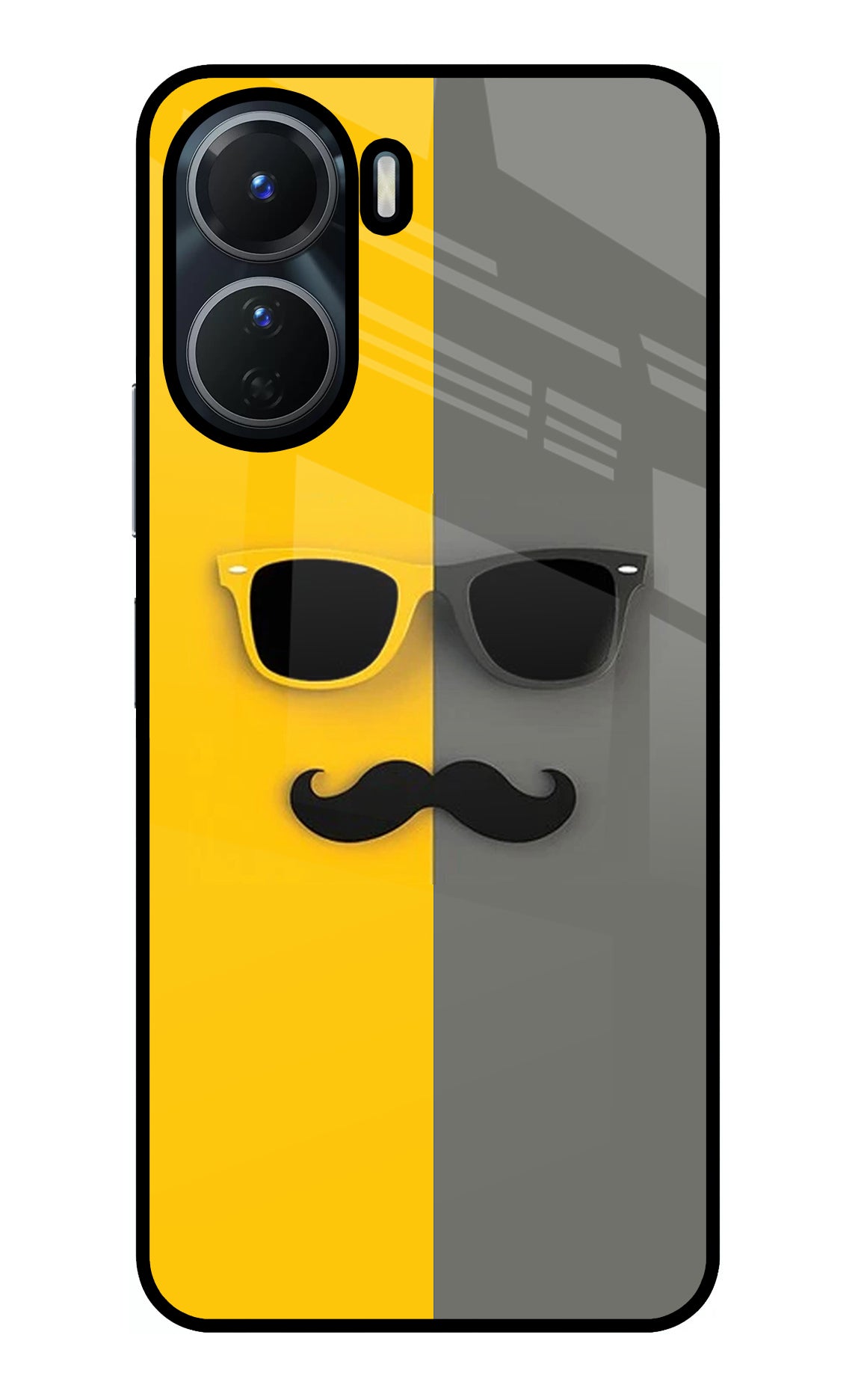 Sunglasses with Mustache Vivo Y16 Glass Case