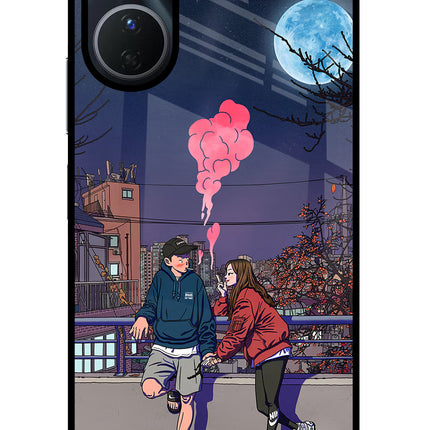 Chilling Couple Vivo Y16 Glass Case Back Cover by Casekaro