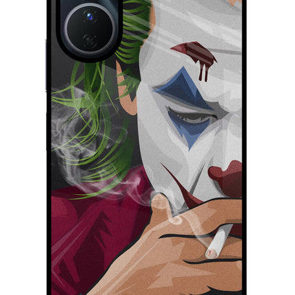 Joker Smoking Vivo Y16 Glass Case Back Cover by Casekaro