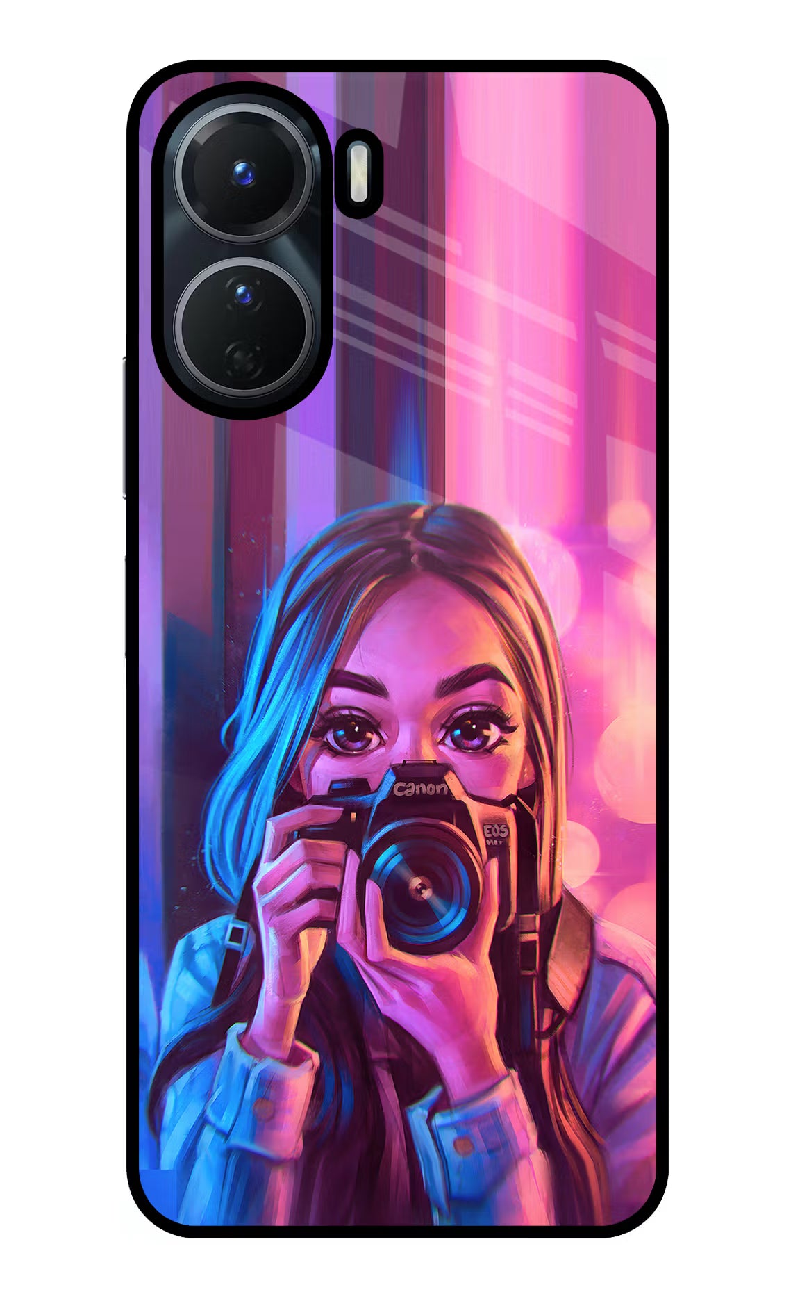 Girl Photographer Vivo Y16 Glass Case Back Cover by Casekaro