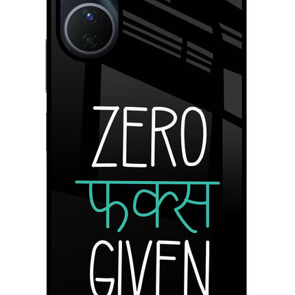 Zero Fucks Given Vivo Y16 Glass Case Back Cover by Casekaro