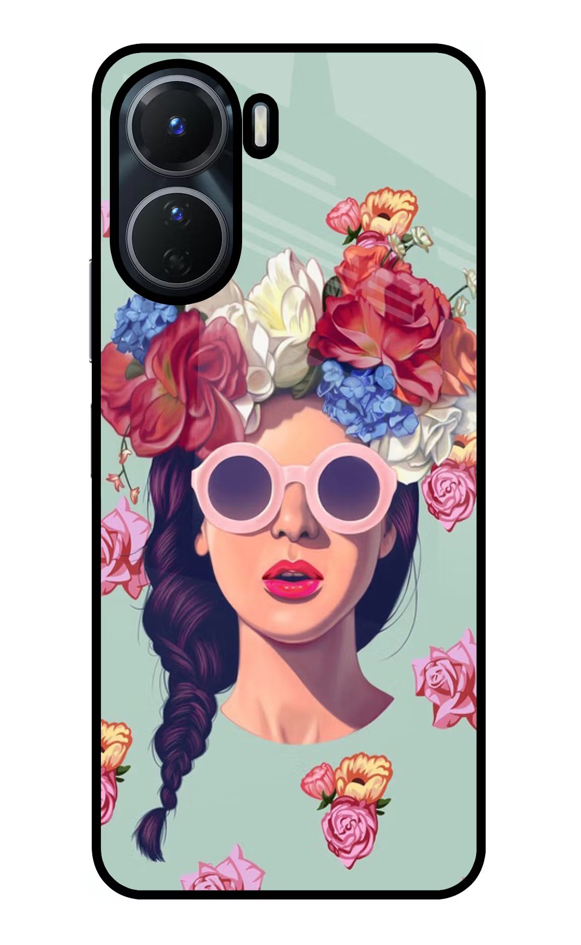 Pretty Girl Vivo Y16 Glass Case Back Cover by Casekaro