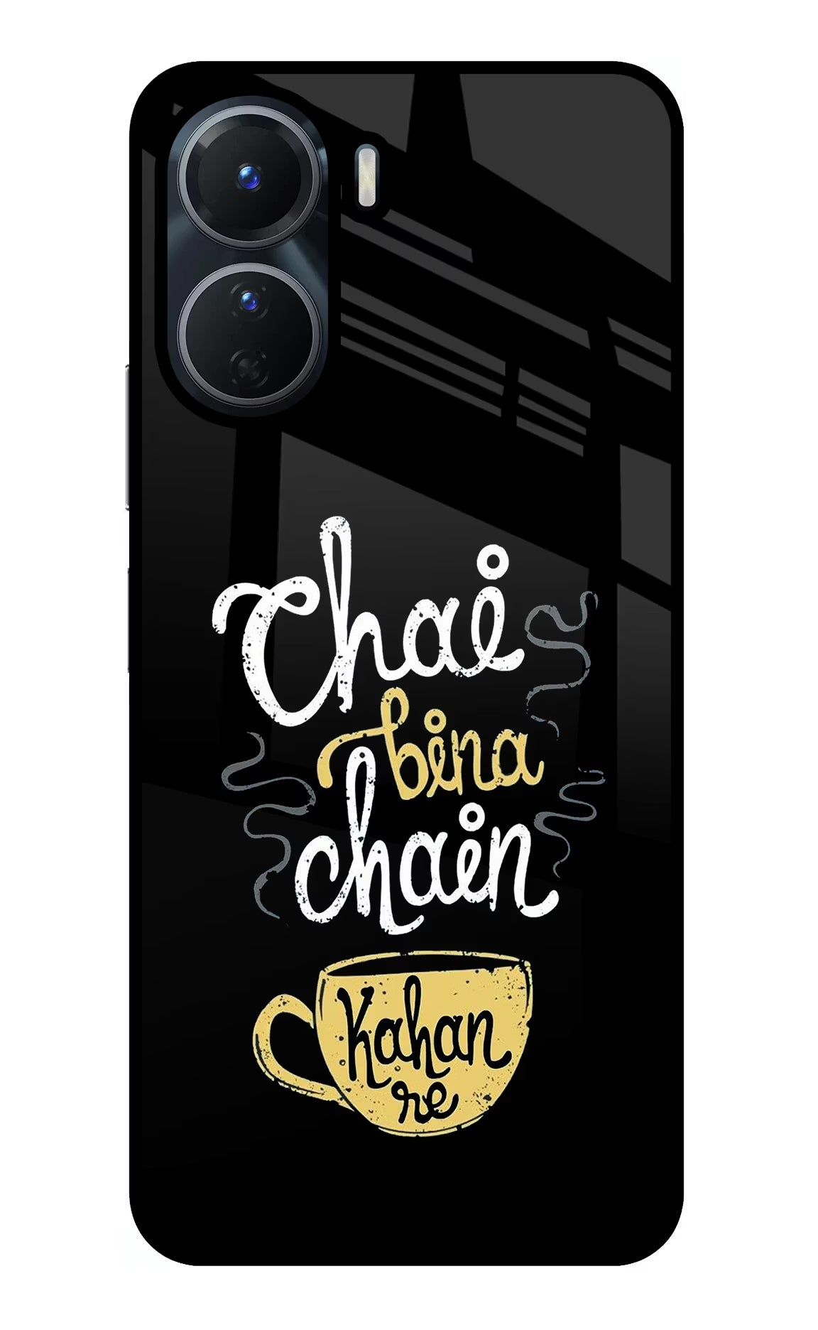 Chai Bina Chain Kaha Re Vivo Y16 Glass Case Back Cover by Casekaro