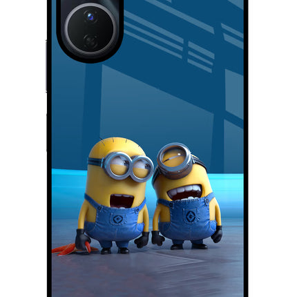 Minion Laughing Vivo Y16 Glass Case Back Cover by Casekaro