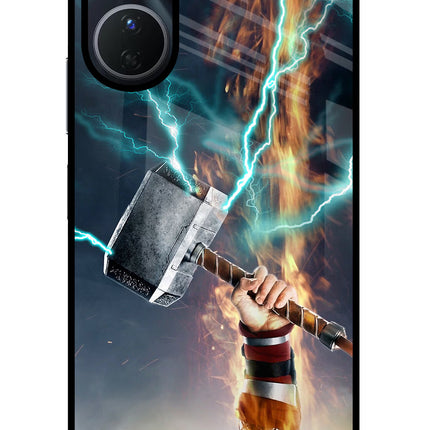 Thor Hammer Mjolnir Vivo Y16 Glass Case Back Cover by Casekaro