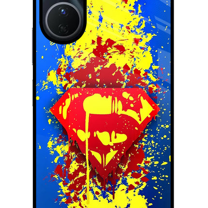 Superman logo Vivo Y16 Glass Case Back Cover by Casekaro