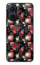 Rose Pattern Vivo Y16 Glass Case Back Cover by Casekaro