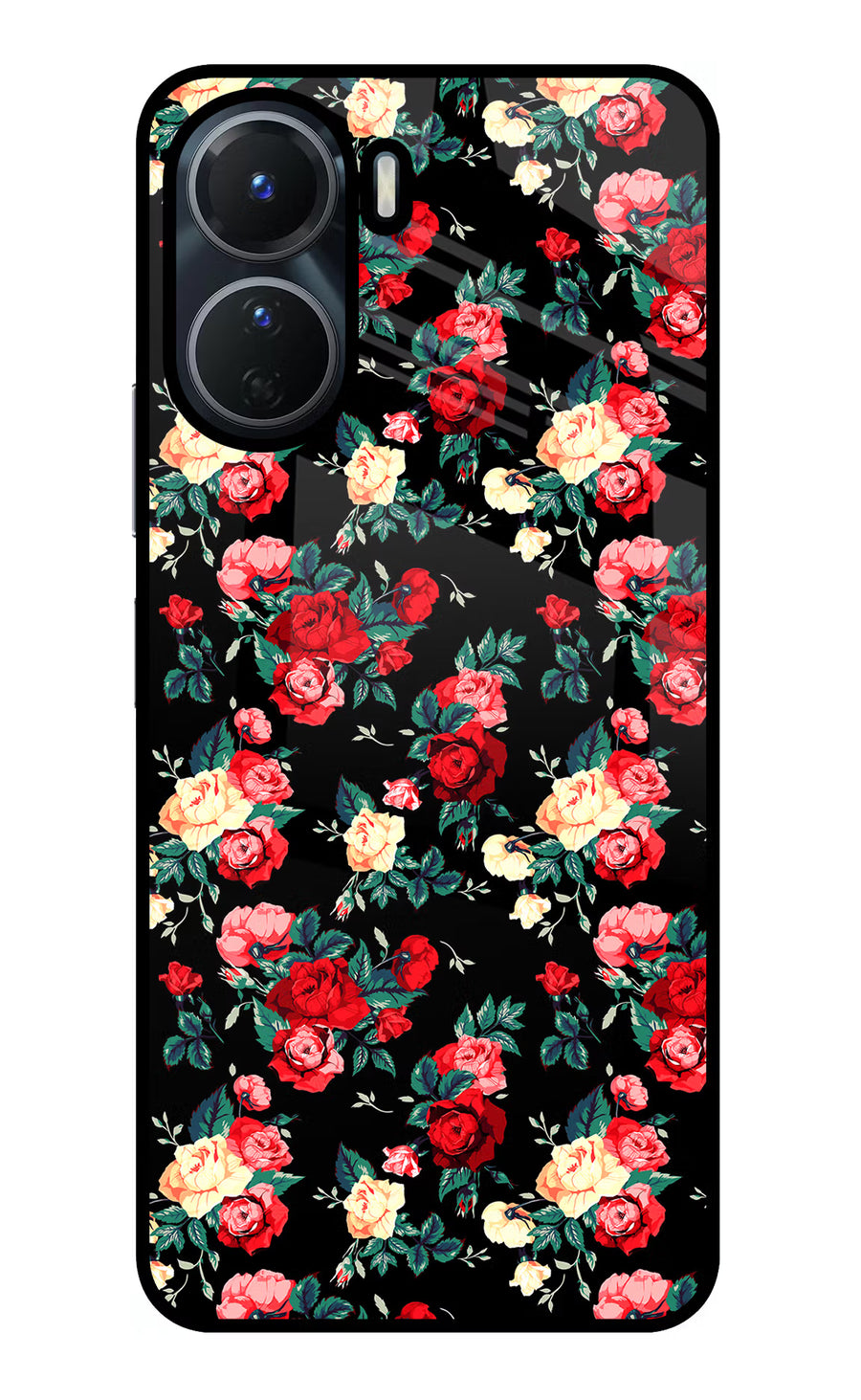 Rose Pattern Vivo Y16 Back Cover, Glass case