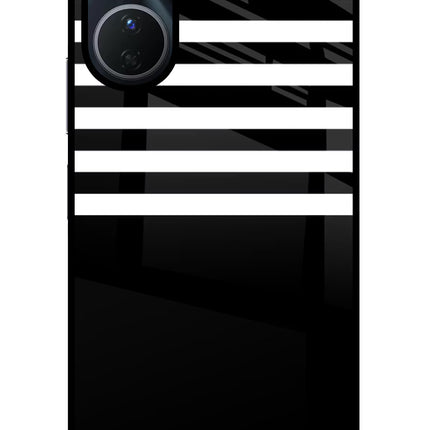 Black and White Print Vivo Y16 Glass Case Back Cover by Casekaro